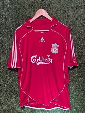 LIVERPOOL 2006 2008 Home Football Shirt Soccer Jersey Adidas #8 Gerrard Sz L